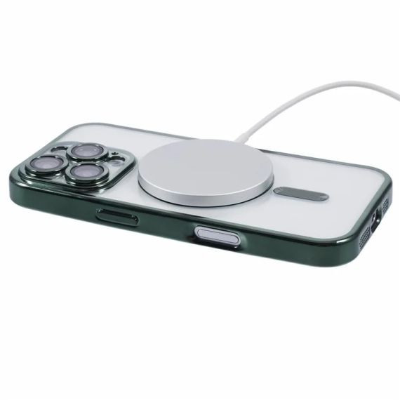 Husa Apple iPhone 16 Pro Max, Magsafe Electroplating TPU, protectie camera, margini verzi — varianta 2