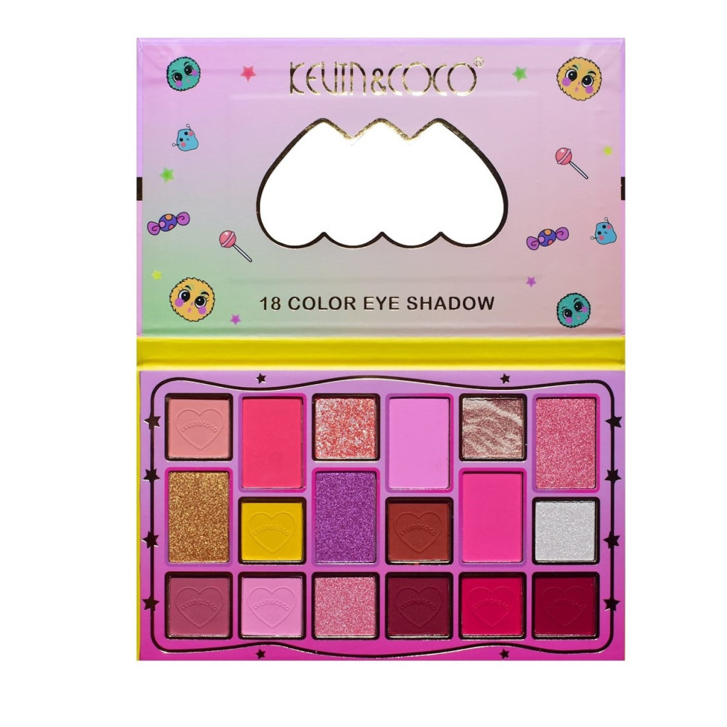 Paleta de machiaj KEVIN & COCO, Candy Star, fard de pleoape, 18 culori, 19.3 x 12 x 1.4 cm — 5
