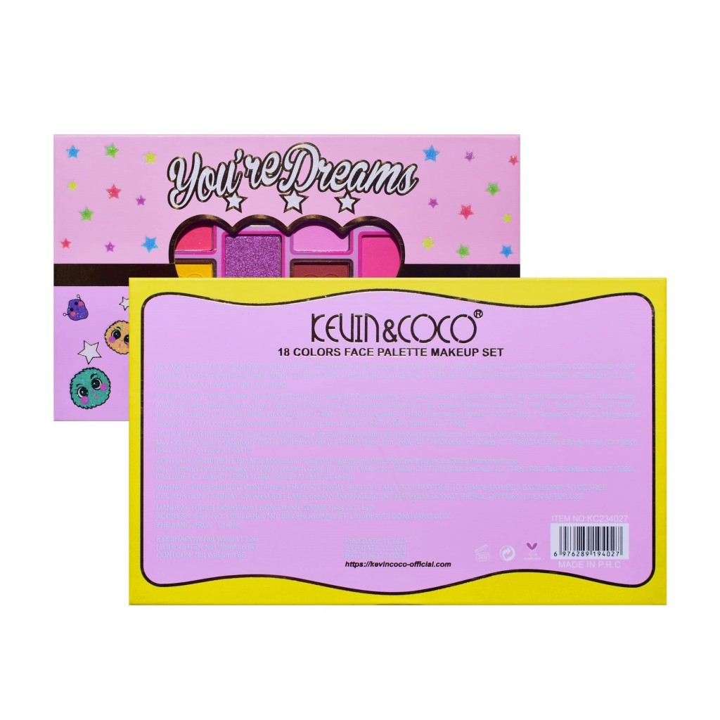 Paleta de machiaj KEVIN & COCO, Candy Star, fard de pleoape, 18 culori, 19.3 x 12 x 1.4 cm — 6