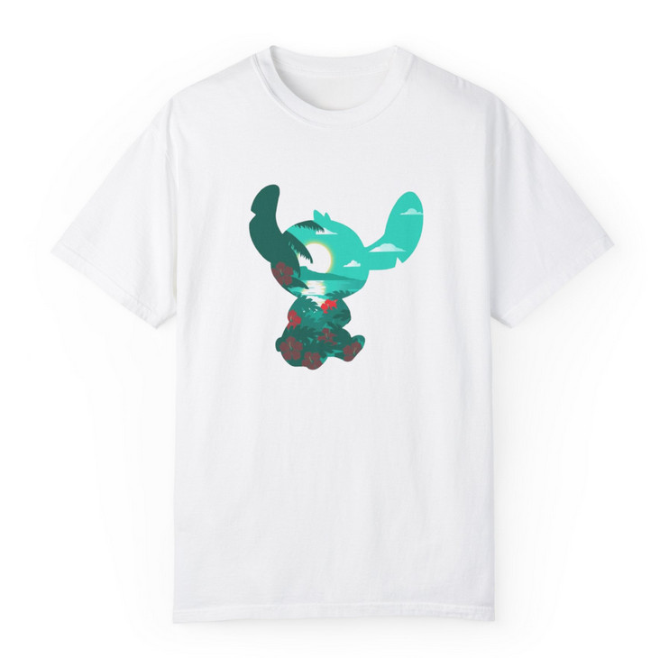 Tricou personalizat alb, copii/adulti, design Stitch Island, modal, diverse marimi — varianta 2