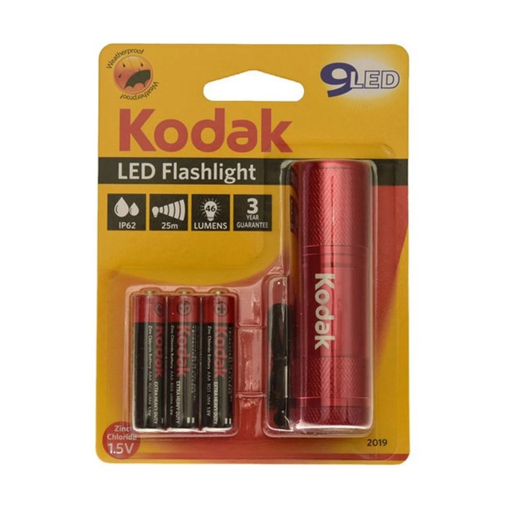 Lanterna Kodak 9 LED-uri, 46 lumeni, carcasa metalica, baterii incluse, rosie — varianta 2