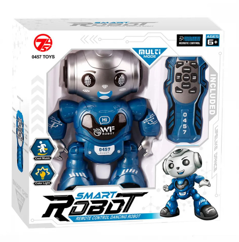 Jucarie interactiva Robot inteligent cu telecomanda, functii multiple, lumini LED, melodii si dansuri, 22 cm x 16 cm x 9 cm, albastru-gri — 3