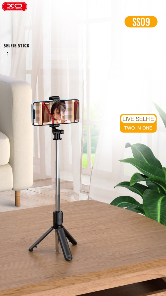 Selfie Stick XO SS09, functie trepied, brat telescopic, bluetooth, negru — varianta 2