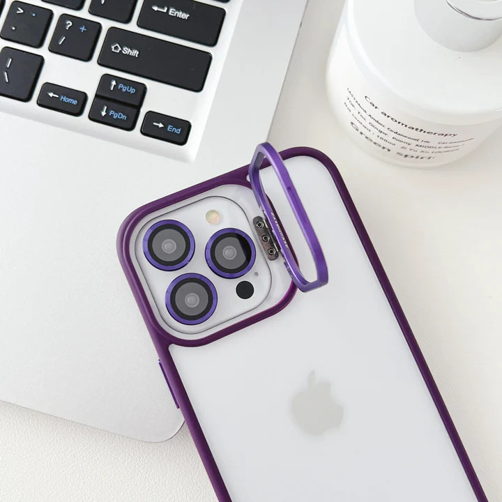 Husa Apple iPhone 13 Pro, Bracket Luxury, geamuri protectie camere, functie stand, mov — 2