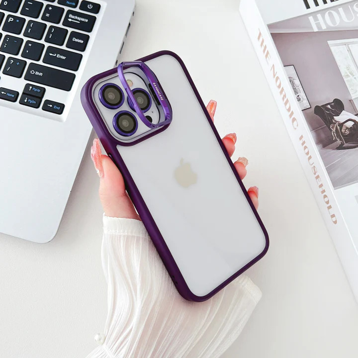 Husa Apple iPhone 13 Pro, Bracket Luxury, geamuri protectie camere, functie stand, mov — 3