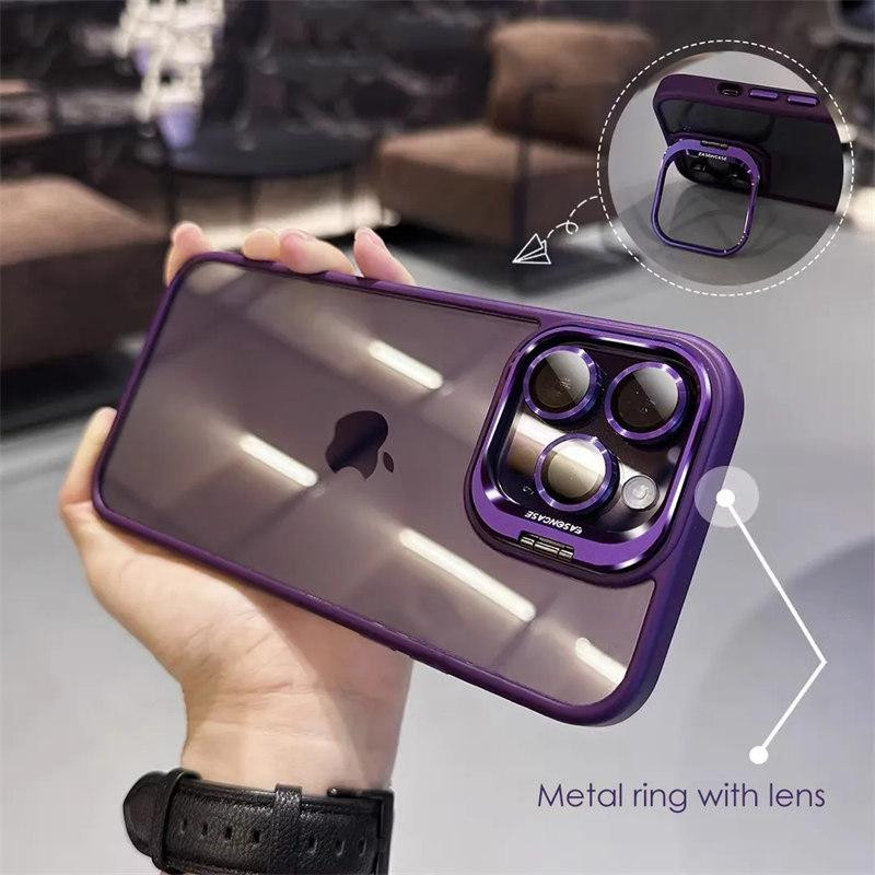 Husa Apple iPhone 13 Pro, Bracket Luxury, geamuri protectie camere, functie stand, mov — 9