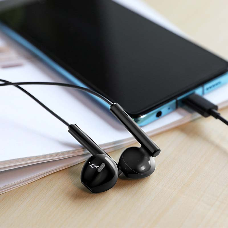 Casti audio cu microfon Hoco M65, conector Type C,  stereo, 1.2 metri, negre — varianta 3