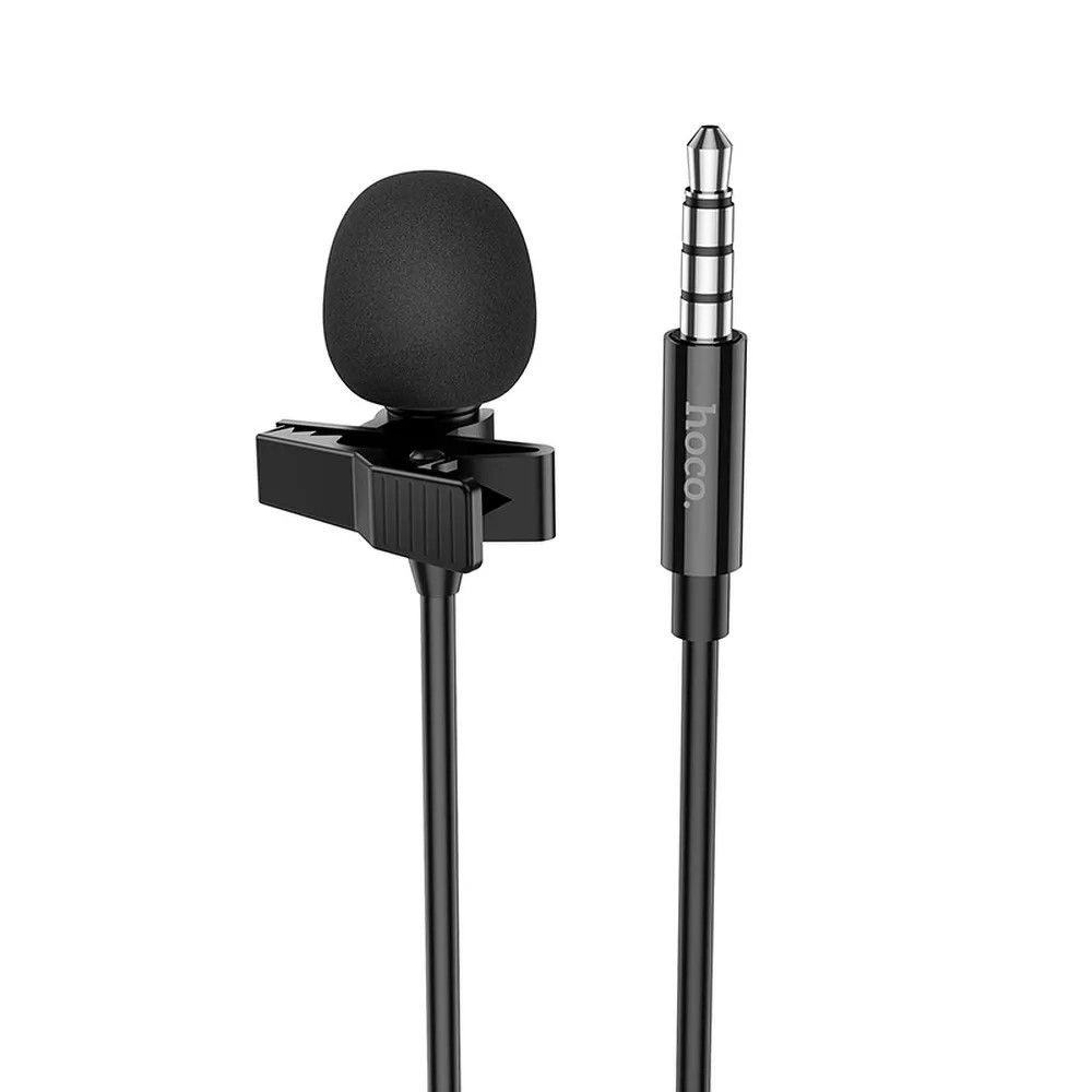 Microfon tip lavaliera cu clips HOCO L14, conector jack 3.5 mm, 2 metri, negru — varianta 2