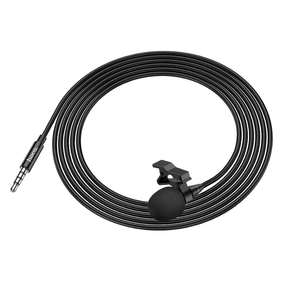 Microfon tip lavaliera cu clips HOCO L14, conector jack 3.5 mm, 2 metri, negru — varianta 6