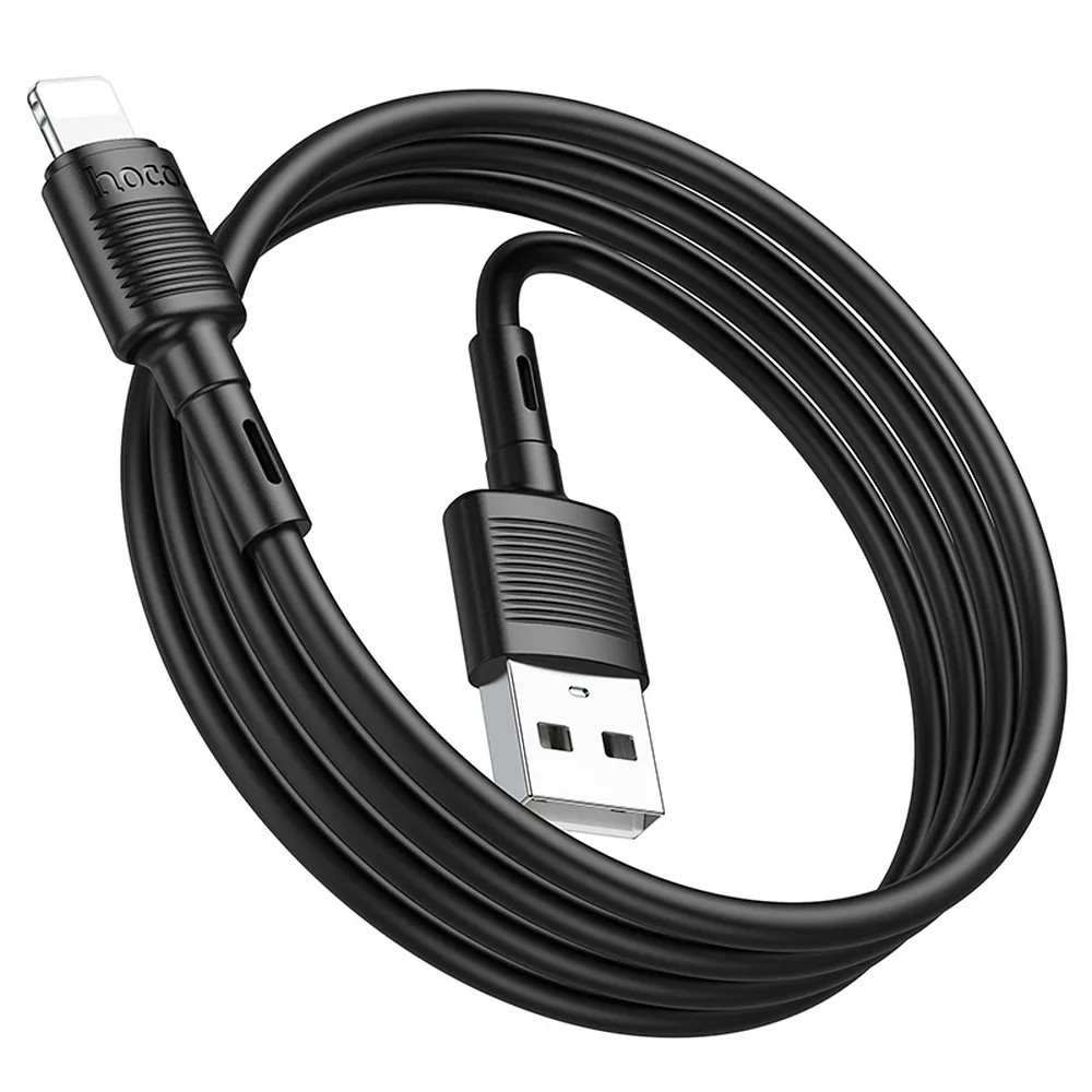 Cablu de date si incarcare Hoco X83, USB to Lightning, 2.4A, 1 metru, negru — 4