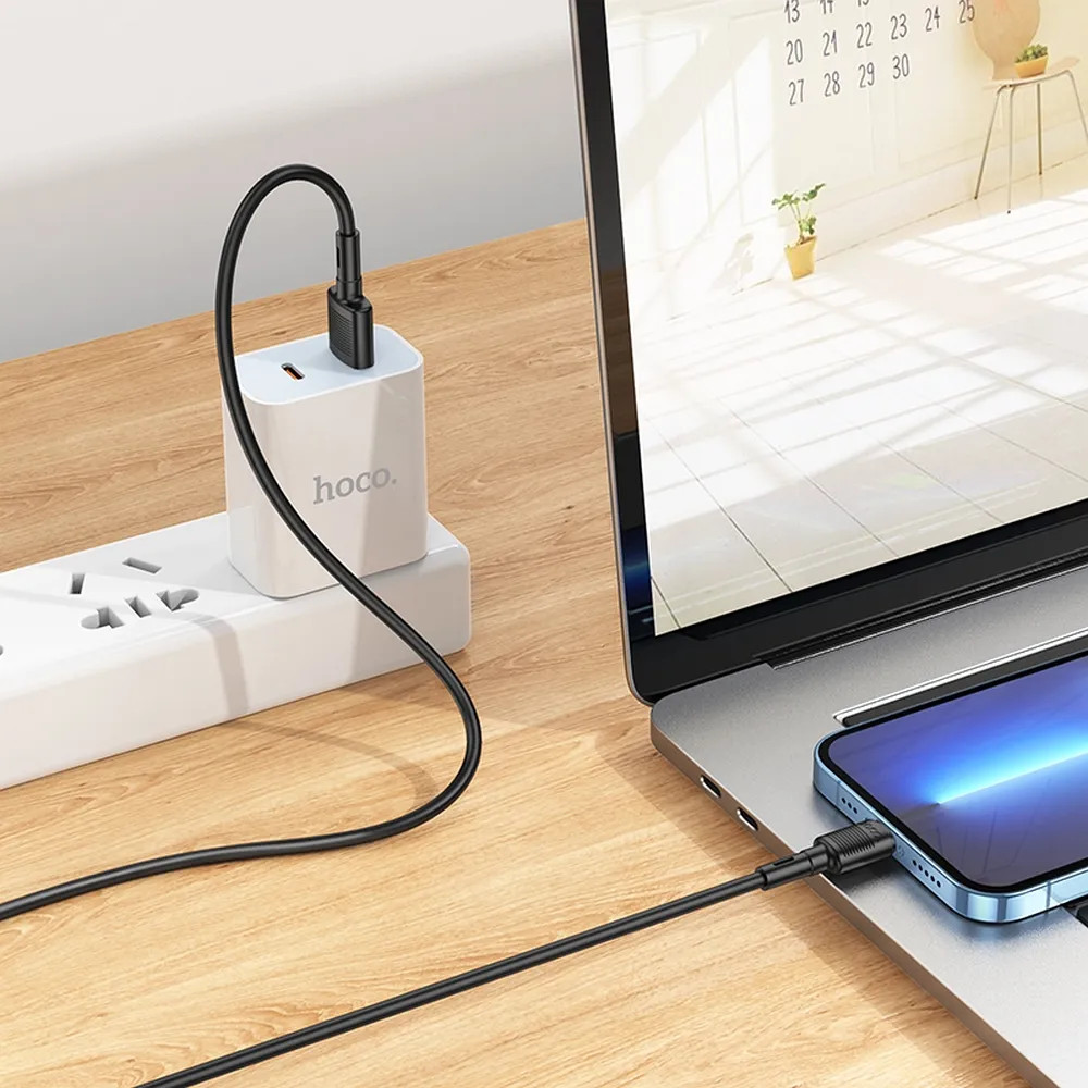 Cablu de date si incarcare Hoco X83, USB to Lightning, 2.4A, 1 metru, negru — 5