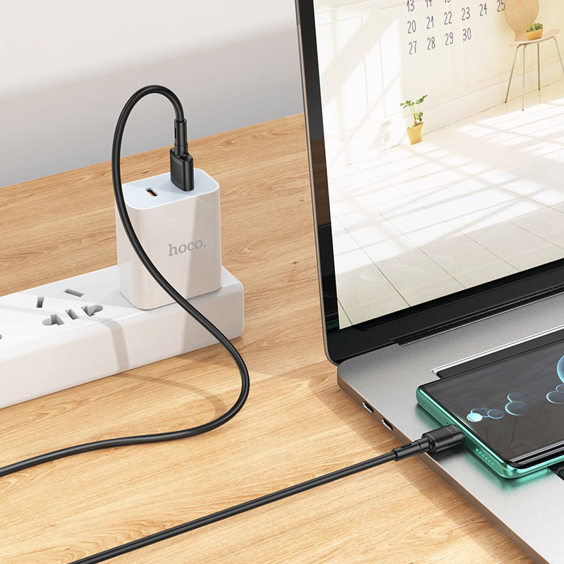 Cablu date si Incarcare Hoco X83, USB to Type-C (USB-C), 1 metru, 60W/3A, negru — varianta 2