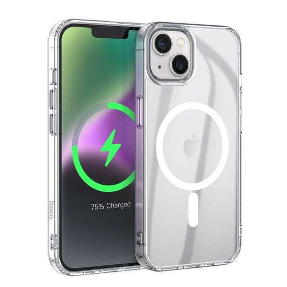 Husa protectie Apple iPhone 14, Hoco Premium Magsafe TPU, ShockProof, incarcare magsafe, transparenta — varianta 2