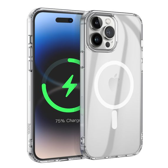 Husa protectie Apple iPhone 14 Pro, Hoco Premium Magsafe TPU, ShockProof, incarcare magsafe, transparenta — varianta 2