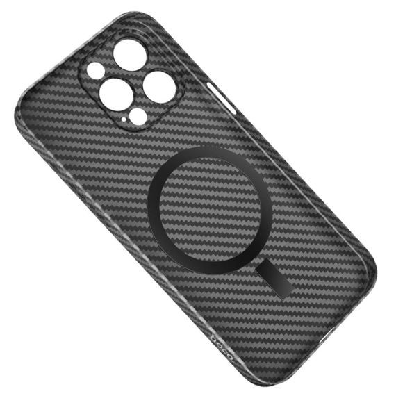 Husa protectie Apple iPhone 14, Hoco Premium Magsafe Carbon, textura kevlar, incarcare magsafe, neagra — 3