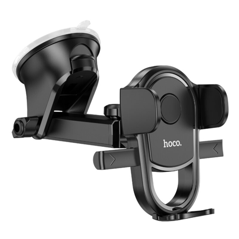 Suport auto Hoco H5, cleme laterale, montaj bord, multiangle, autolock, negru — varianta 3