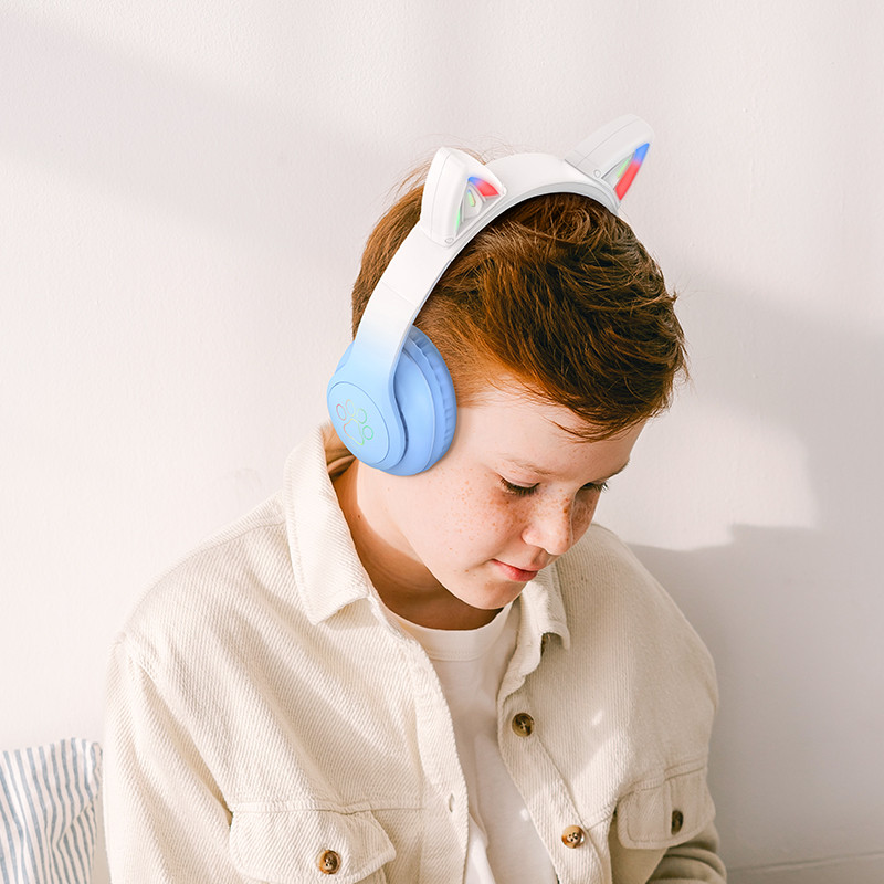 Casti Wireless Hoco W42, Over Ear, BT 5.3, 180h StandBy, 400 mAh, Kids, Crystal Blue — 4