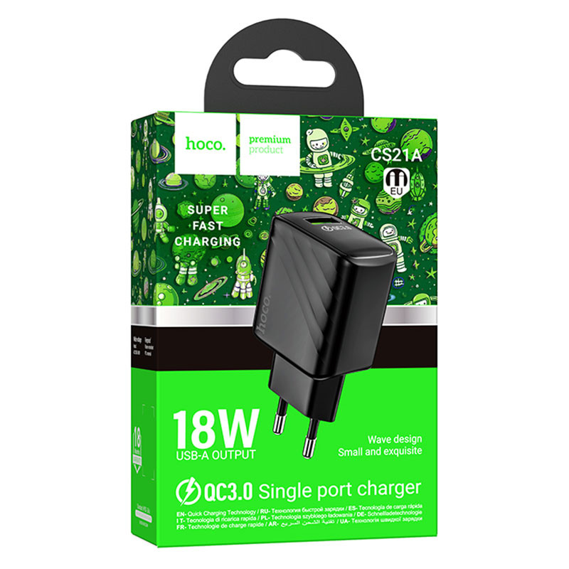 Incarcator casa Hoco CS21A, port USB Qualcomm 3.0 Quick Charge, 18W, negru — varianta 6
