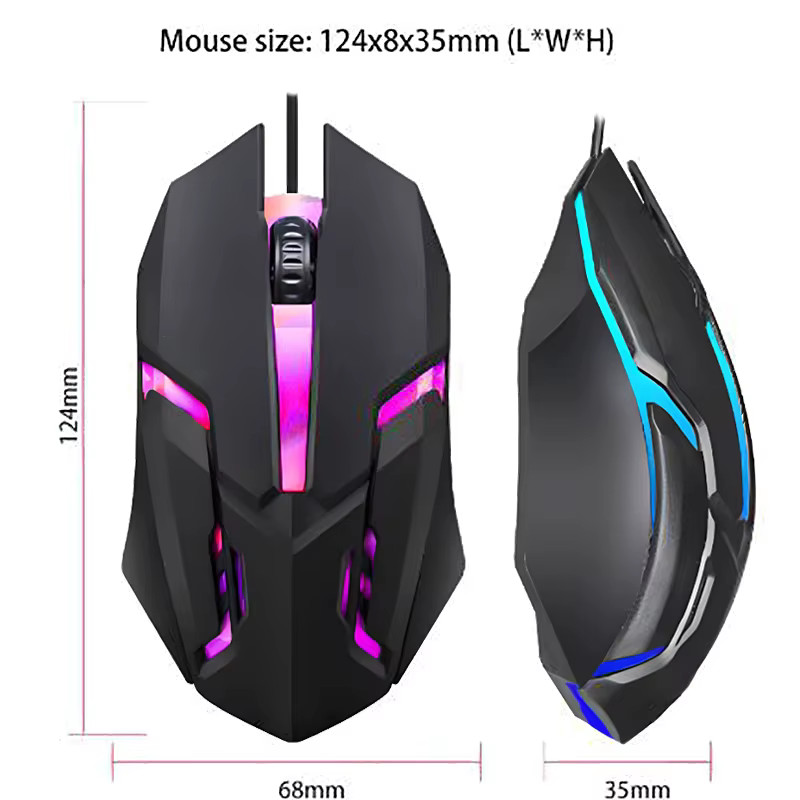 Mouse gaming X1 cu fir USB, 400 / 800 DPI, lumini RGB, cablu 1.5 m, negru — varianta 2