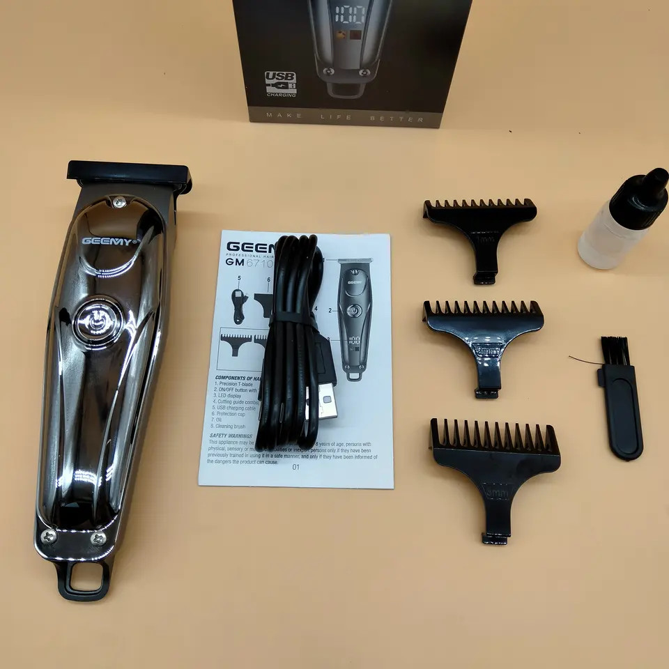 Aparat de tuns GEEMY GM6710, ecran LED, acumulator 600 mA, incarcare USB Type-C, argintiu — varianta 5