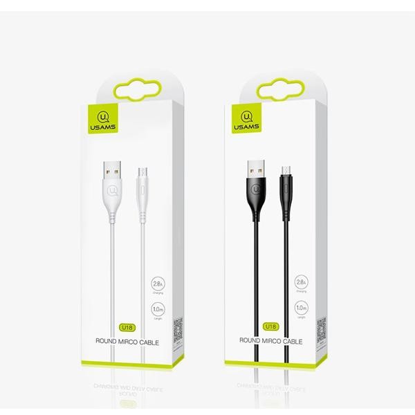Cablu de date si incarcare MicroUSB USAMS U18, 1 metru, 2.0A, negru — varianta 2