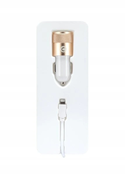Incarcator auto Mocolo cu port USB, cablu Lightning inclus, 1A, alb/rose gold — varianta 2