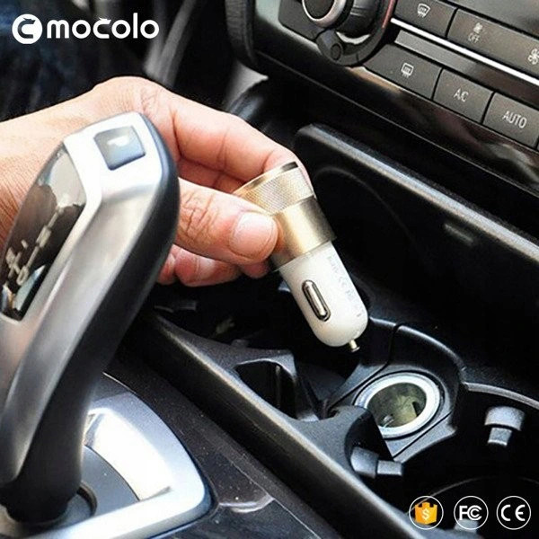 Incarcator auto Mocolo cu port USB, cablu MicroUSB inclus, 1A, alb/rose gold — varianta 5