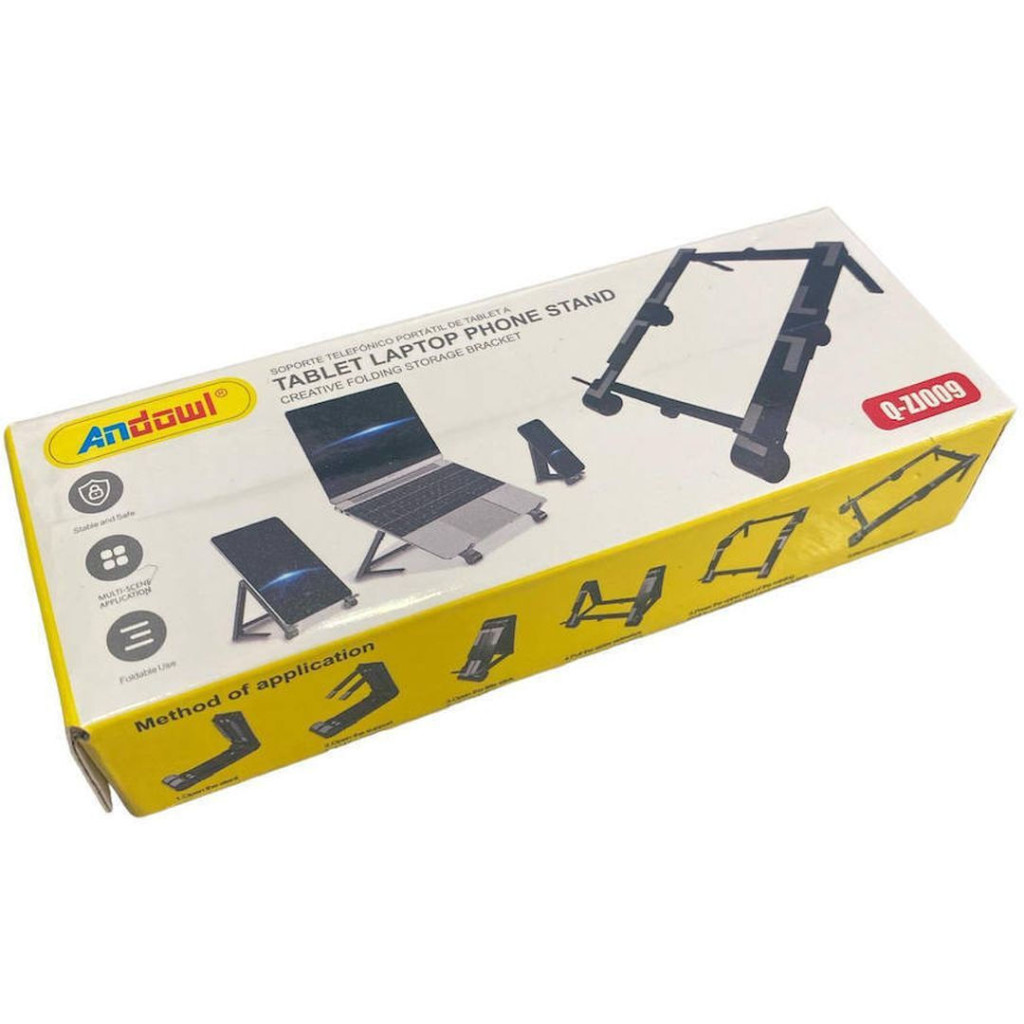 Suport/stand de birou Andowl Q-ZJ009, pentru laptop, tableta, telefon, pliabil, reglabil, negru — 7