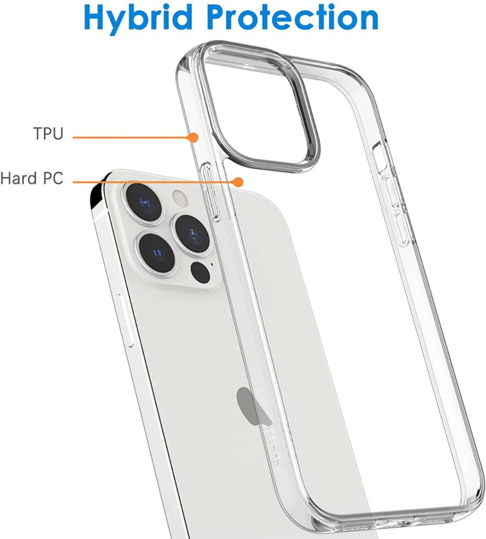 Husa protectie Apple iPhone 13 Pro, hybrid PC + TPU, transparenta — varianta 2
