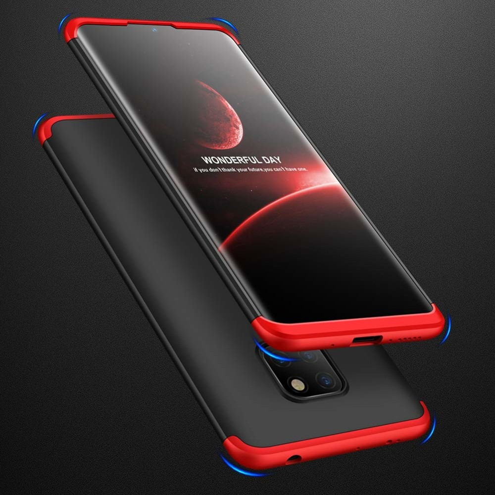 Husa Full cover GKK (fata + spate) pentru Huawei Mate 20, neagra/rosie — varianta 2