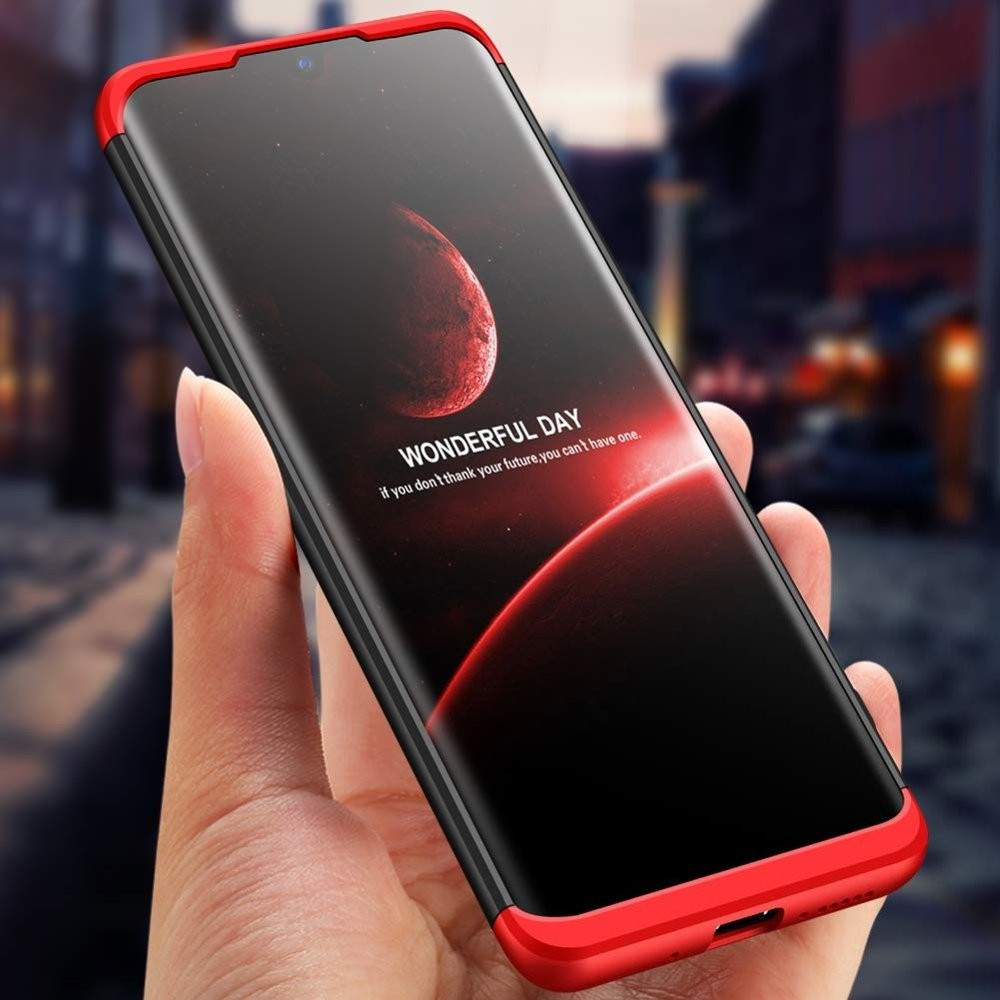Husa Full cover GKK (fata + spate) pentru Huawei Mate 20, neagra/rosie — varianta 6