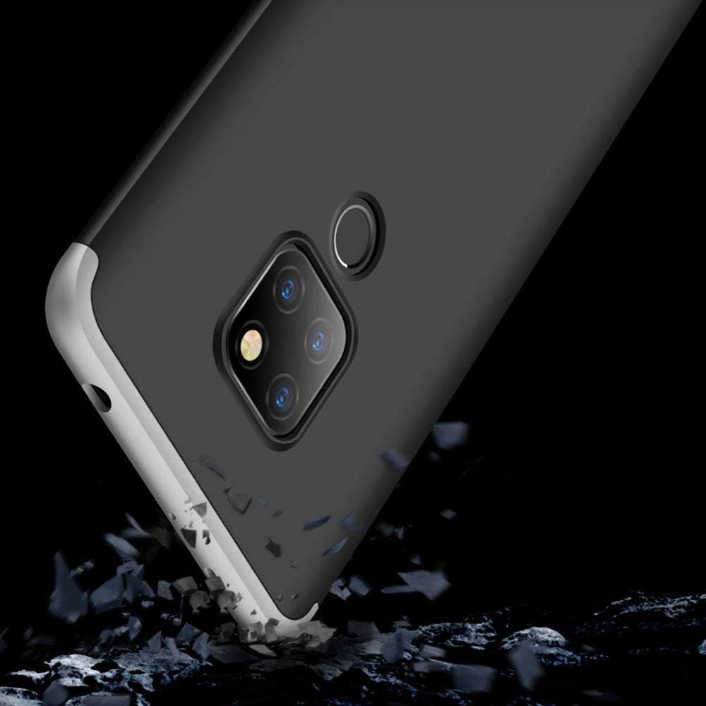 Husa Full cover GKK (fata + spate) pentru Huawei Mate 20, neagra/argintie — 3