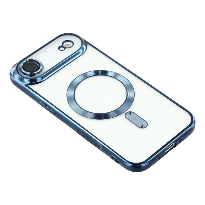 Husa Apple iPhone 17 Air, Magsafe Electroplating TPU, protectie camera, margini albastre — varianta 2