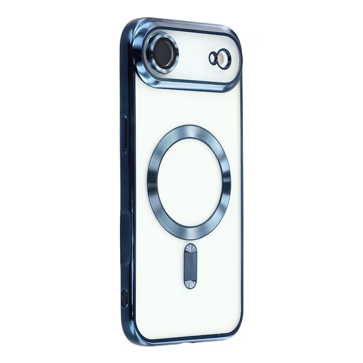 Husa Apple iPhone 17 Air, Magsafe Electroplating TPU, protectie camera, margini albastre — varianta 3