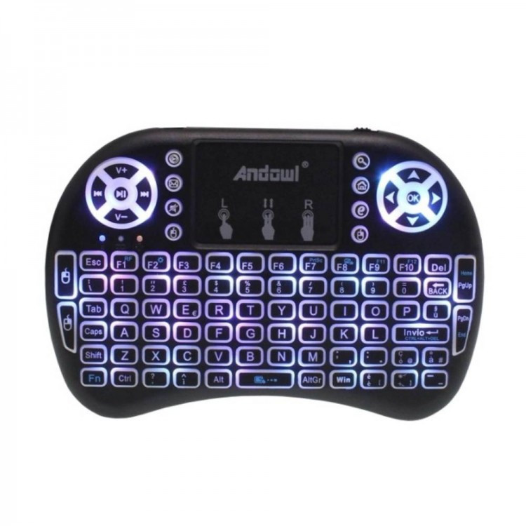 Mini tastatura Andowl Q-K07, Bluetooth + Wireless 2.4 Ghz, Touchpad, iluminare RGB, acumulator BL-5C — varianta 3