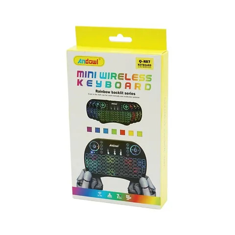 Mini tastatura Andowl Q-K07, Bluetooth + Wireless 2.4 Ghz, Touchpad, iluminare RGB, acumulator BL-5C — varianta 7