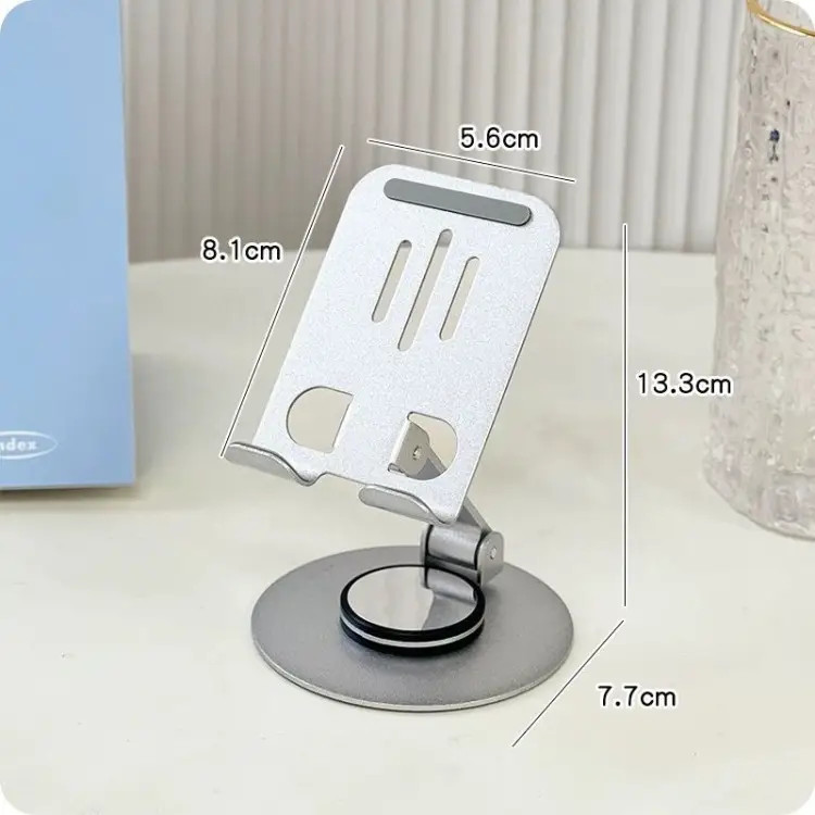 Suport birou Andowl Q-ZJ555, compatibil telefon sau tableta, universal, metalic, rotire 360 grade, argintiu — 2