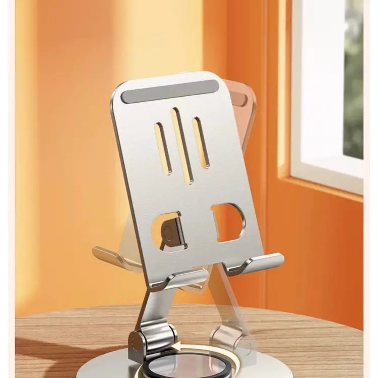Suport birou Andowl Q-ZJ555, compatibil telefon sau tableta, universal, metalic, rotire 360 grade, argintiu — 3