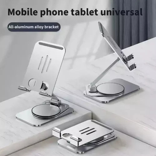 Suport birou Andowl Q-ZJ555, compatibil telefon sau tableta, universal, metalic, rotire 360 grade, argintiu — 5