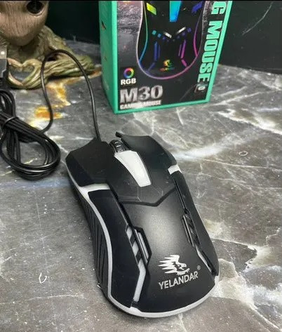Mouse gaming cu cablu Yelandar M30, 800/1500/2400/3200 DPI, lumini RGB, negru — varianta 2
