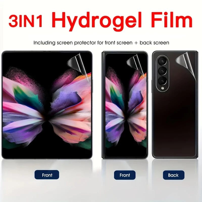 Set 3 folii protectie Honor Magic V2, Hydrogel, front/front/back, ultra subtiri, transparente — varianta 3