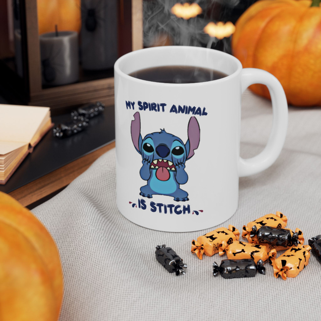 Cana ceramica personalizata, design My spirit animal, 330 ml, alba — varianta 2