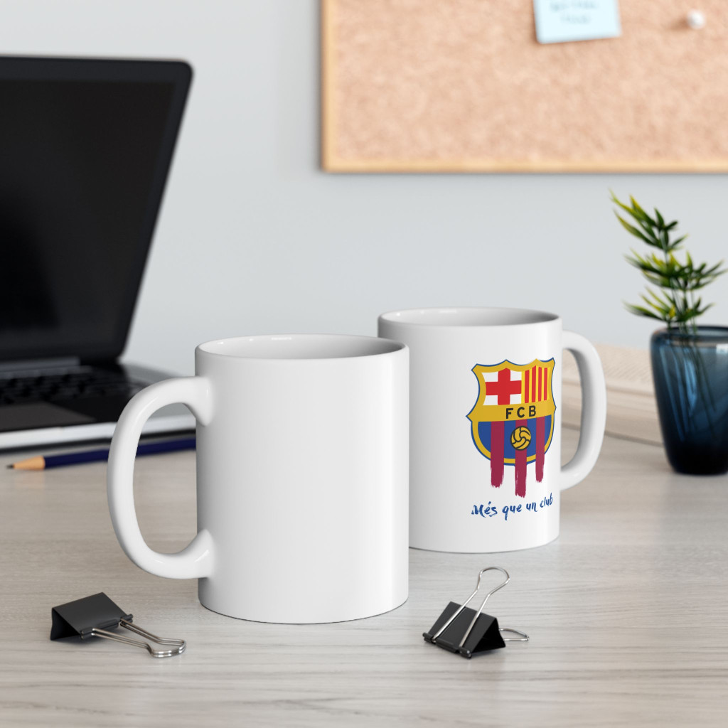 Cana ceramica personalizata, design FCB, 330 ml, alba — 3
