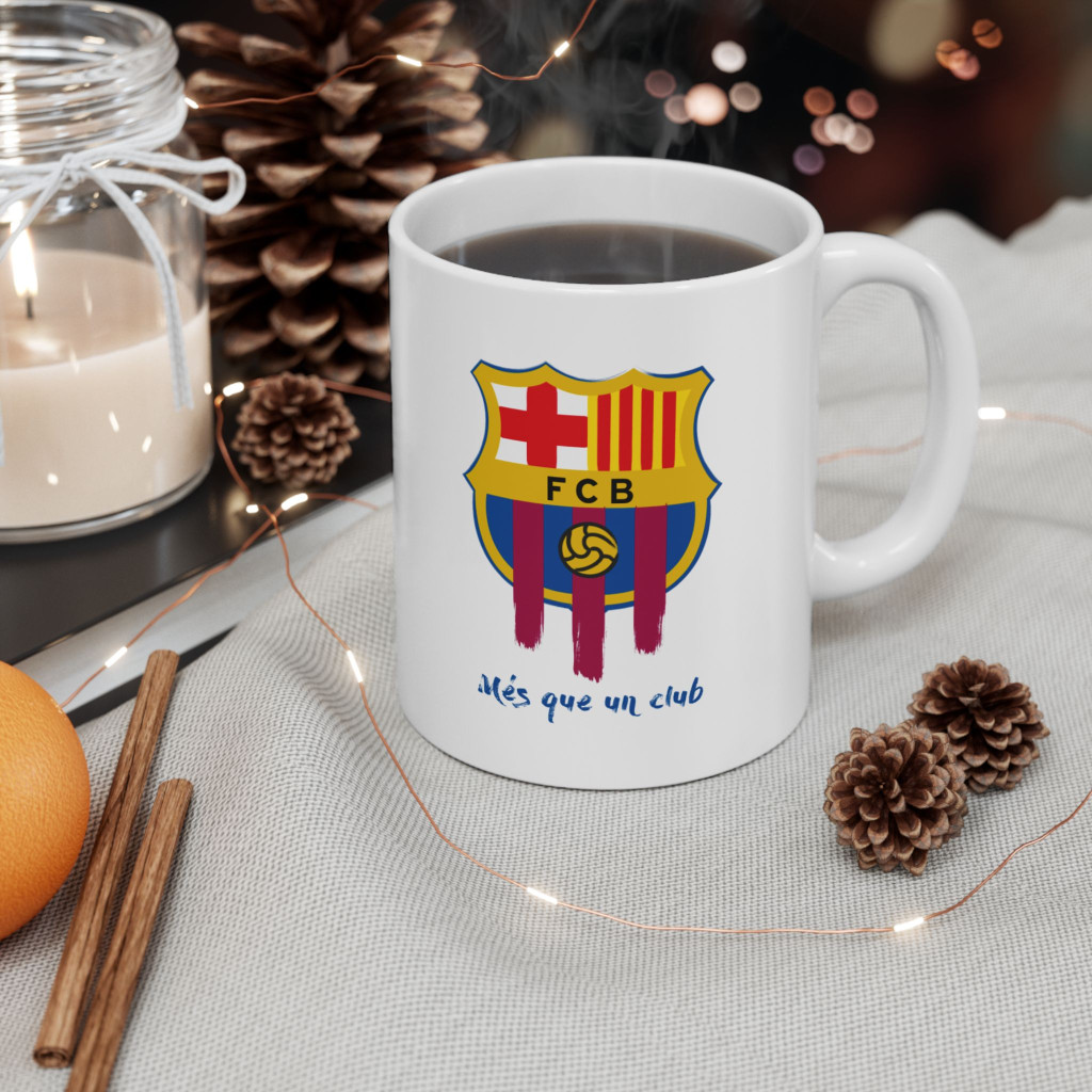 Cana ceramica personalizata, design FCB, 330 ml, alba — 4