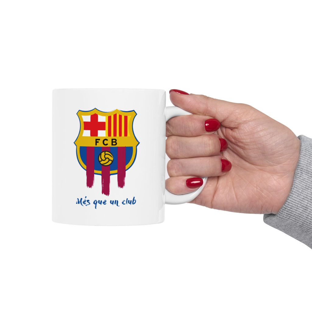 Cana ceramica personalizata, design FCB, 330 ml, alba — 5