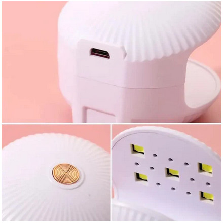 Mini lampa UV Aorlis AO-78040, 5 LED-uri, 6W, actionare pe unghie, roz — 2