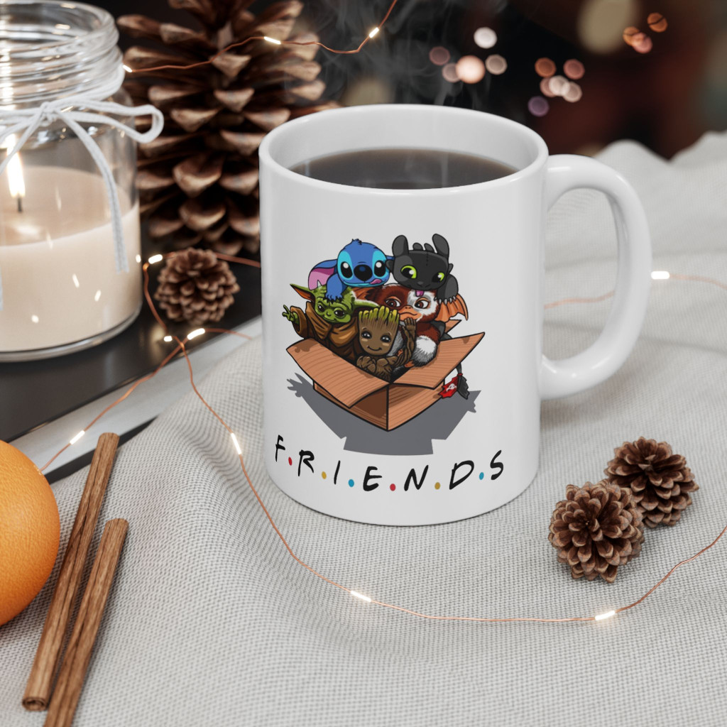 Cana ceramica personalizata, design Stitch Friends, 330 ml, alba — varianta 3