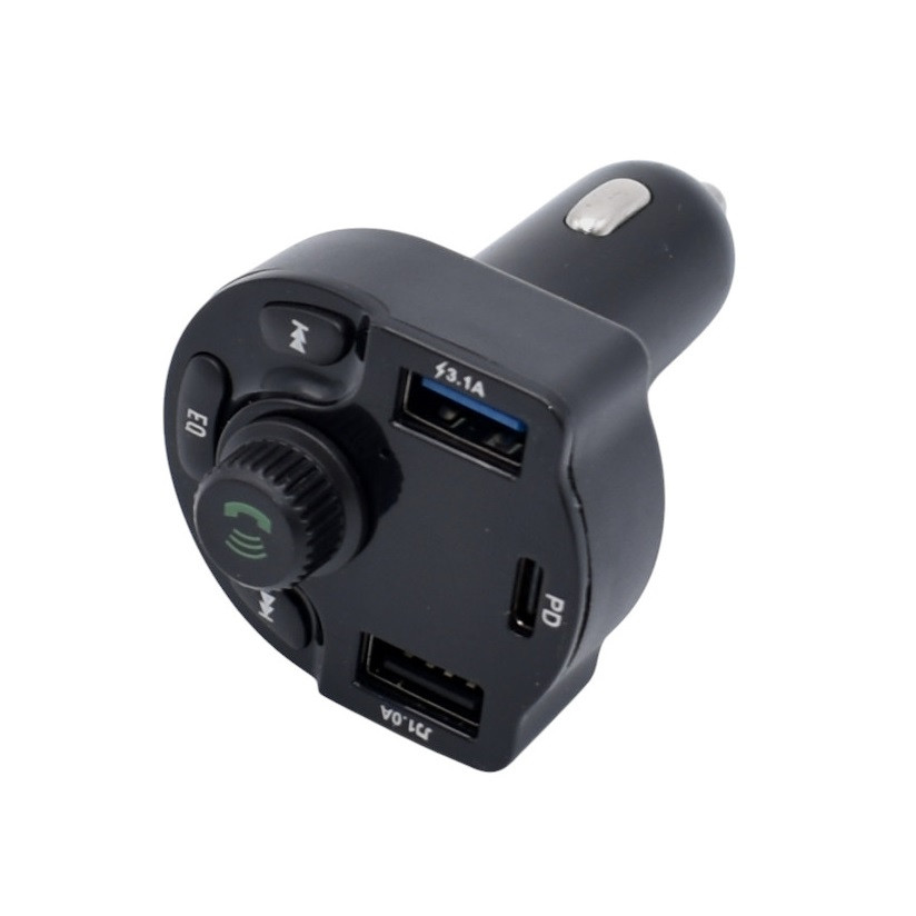 Modulator FM Bluetooth R2, incarcator auto 2 porturi USB + 1 port PD, 5V/3.1A, ecran LED, negru — varianta 2