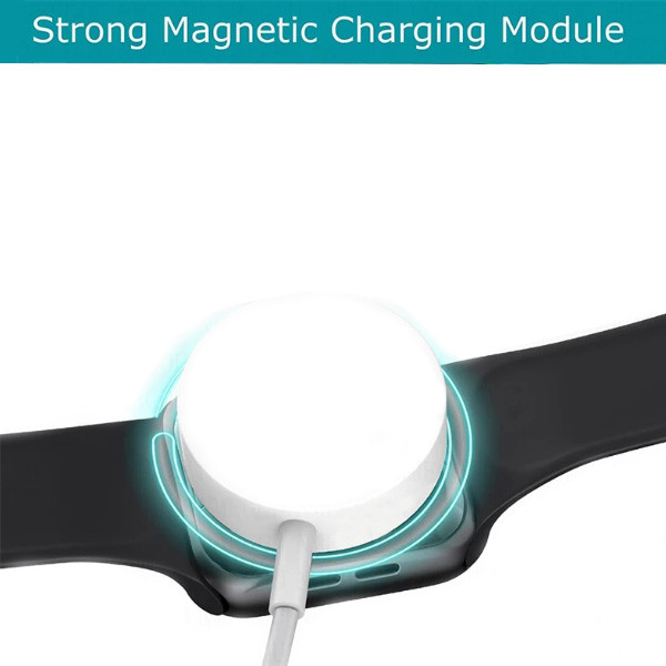 Cablu incarcator magnetic compatibil Apple Watch 7/8/9/SE 2/Ultra, conector type-C, alb — 3