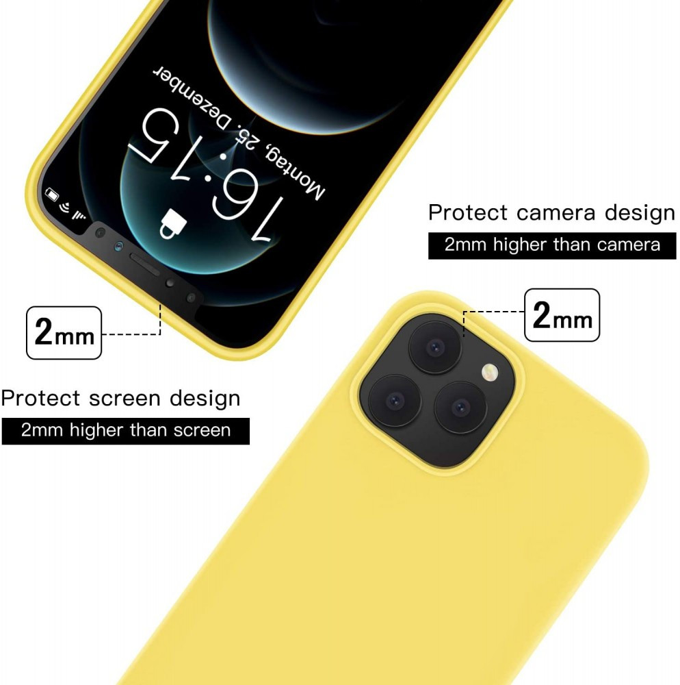 Husa Apple iPhone 11 Luxury Silicone, catifea in interior, galbena — varianta 3